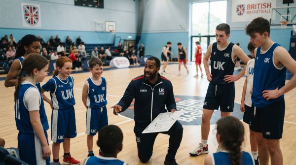 How can UK basketball coaches effectively manage a multi-age team?