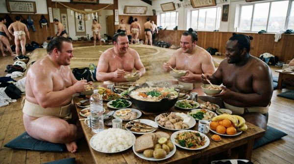 What specific dietary adjustments should UK sumo wrestlers make during training?
